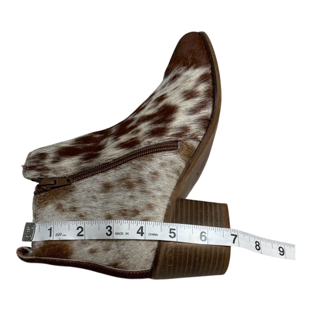 Myra Hair-On Hide Cowhide Ankle Boots Brown White Western Booties Size 9 - Picture 8 of 13